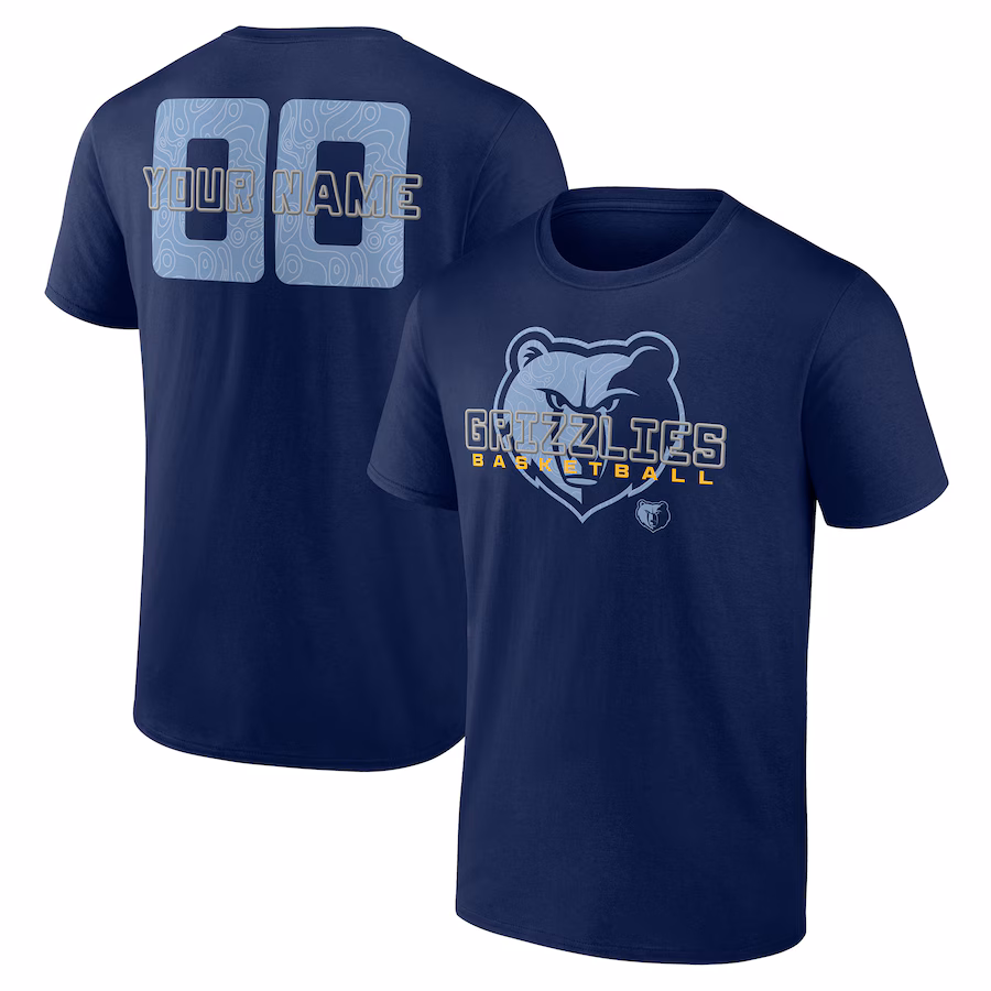 Men's Memphis Grizzlies Navy Stellar Personalized Name & Number T-Shirt - Puhuasuan
