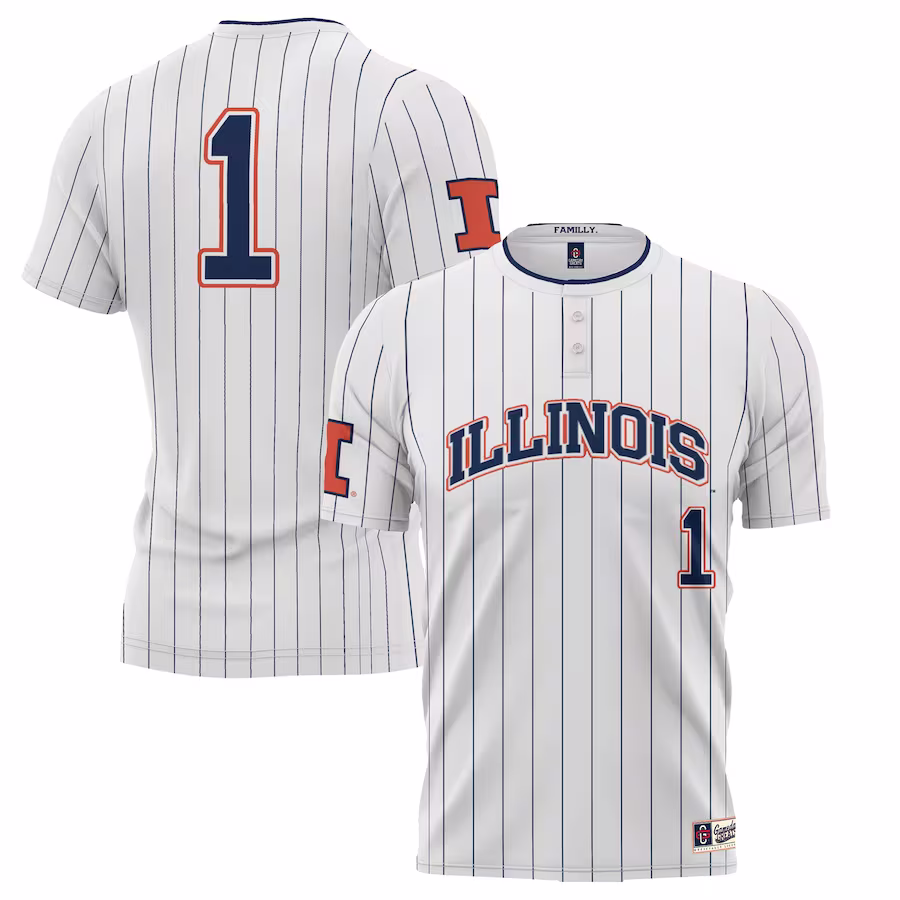 #1 Illinois Fighting Illini GameDay Greats Youth Lightweight Softball Jersey - White - Puhuasuan