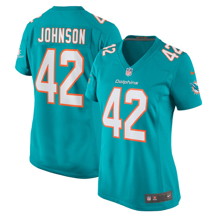 Women's Miami Dolphins Alexander Johnson Nike  Aqua  Game Jersey - Puhuasuan