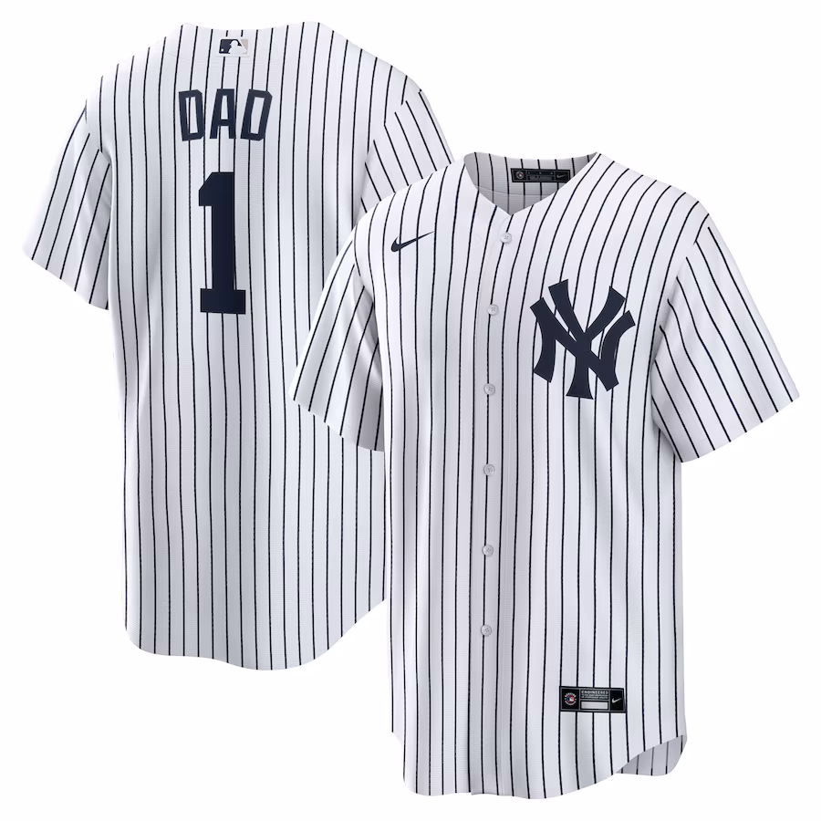 Men's New York Yankees Nike White #1 Dad Home Replica Jersey - Puhuasuan