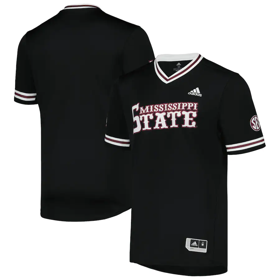 Men's adidas Black Mississippi State Bulldogs Replica V-Neck Baseball Jersey - Puhuasuan