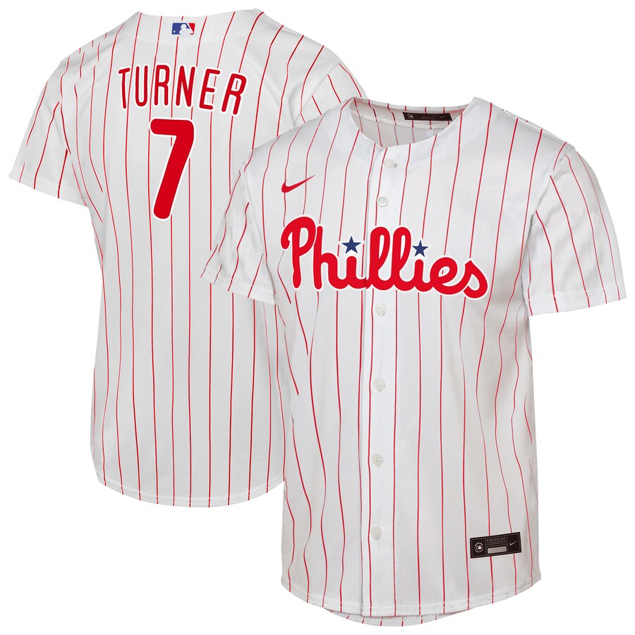 Youth Philadelphia Phillies Trea Turner Nike White Home Replica Player Jersey - Puhuasuan