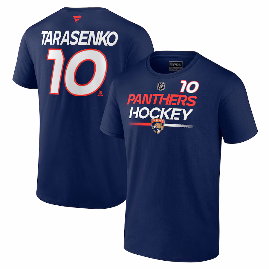 Men's Florida Panthers Vladimir Tarasenko Fanatics Navy Authentic Pro Prime Name & Number T-Shirt - Puhuasuan