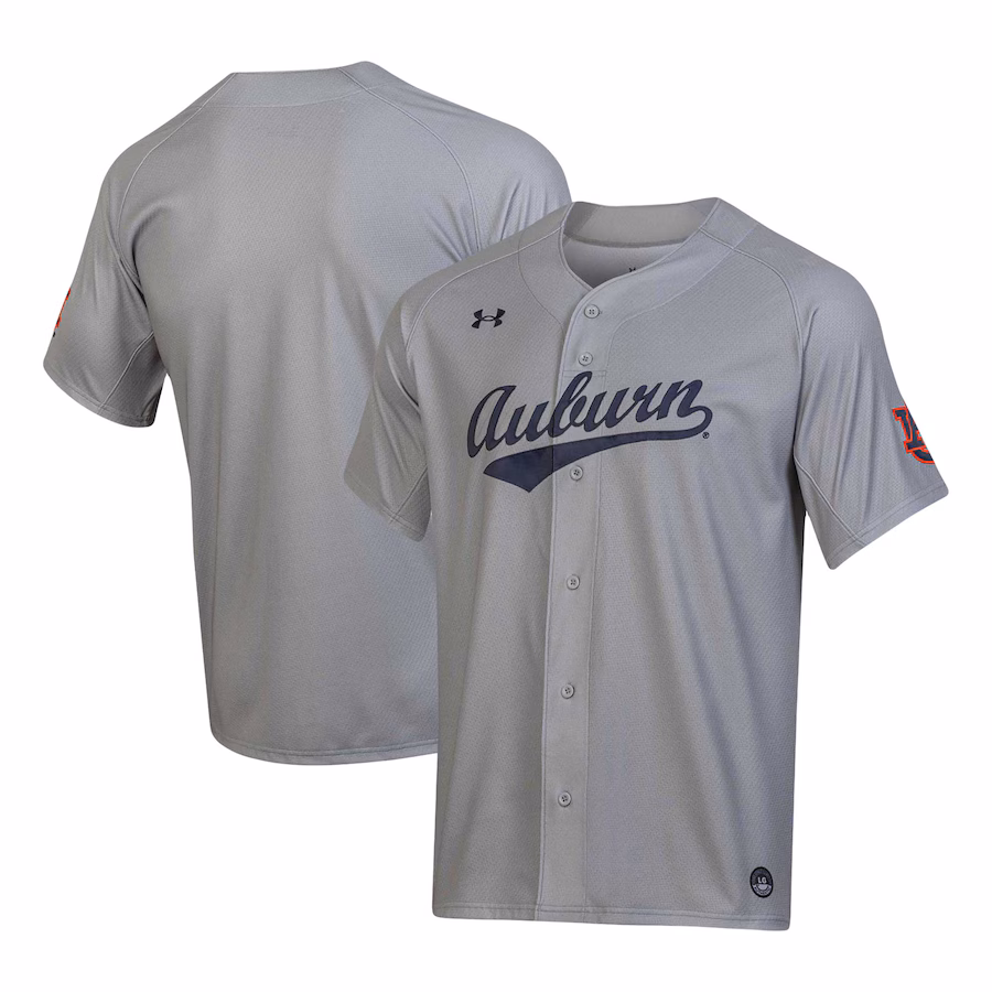 Men's Under Armour Gray Auburn Tigers Replica Baseball Jersey - Puhuasuan