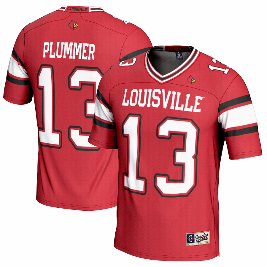 Jack Plummer Louisville Cardinals GameDay Greats NIL Player Football Jersey - Red - Puhuasuan