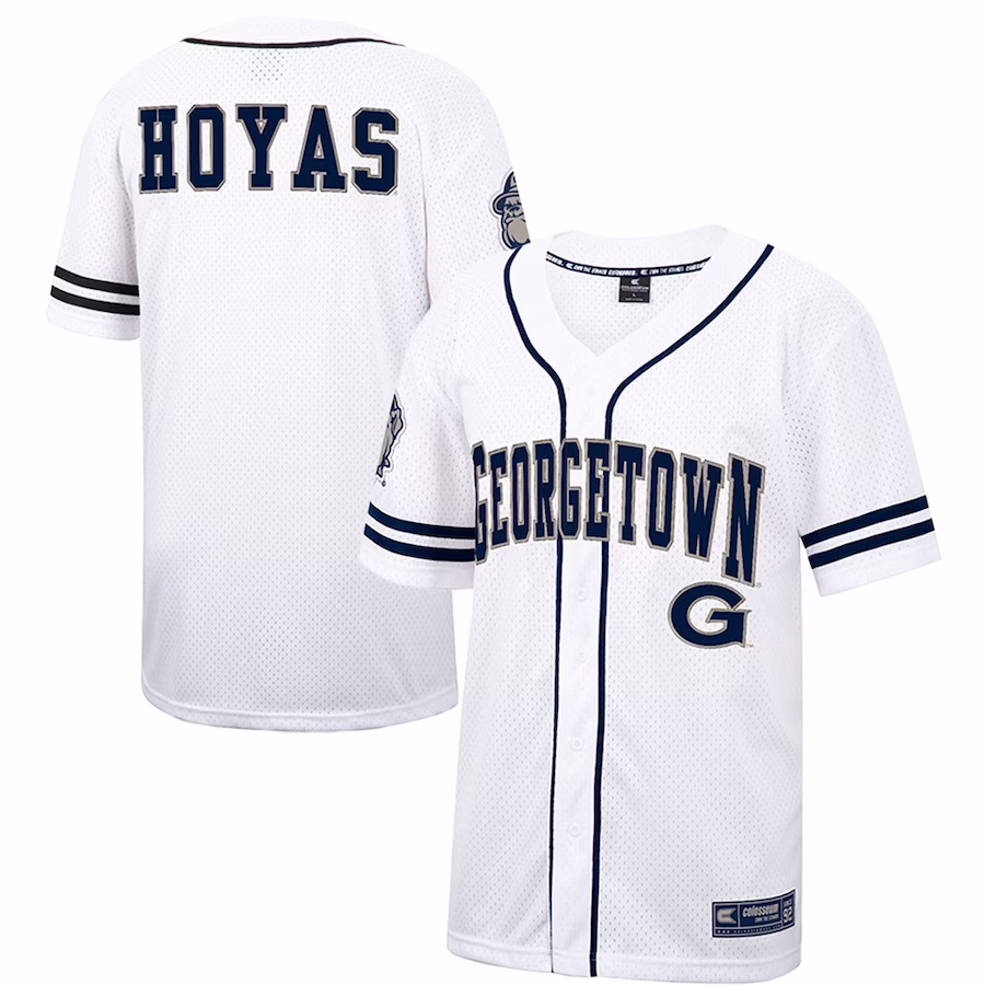Georgetown Hoyas Colosseum Free Spirited Mesh Button-Up Baseball Jersey - White - Puhuasuan
