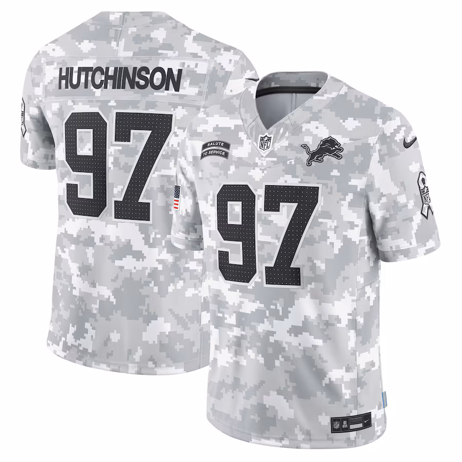 Men's Detroit Lions Aidan Hutchinson Nike Arctic Camo 2024 Salute to Service Limited Jersey - Puhuasuan