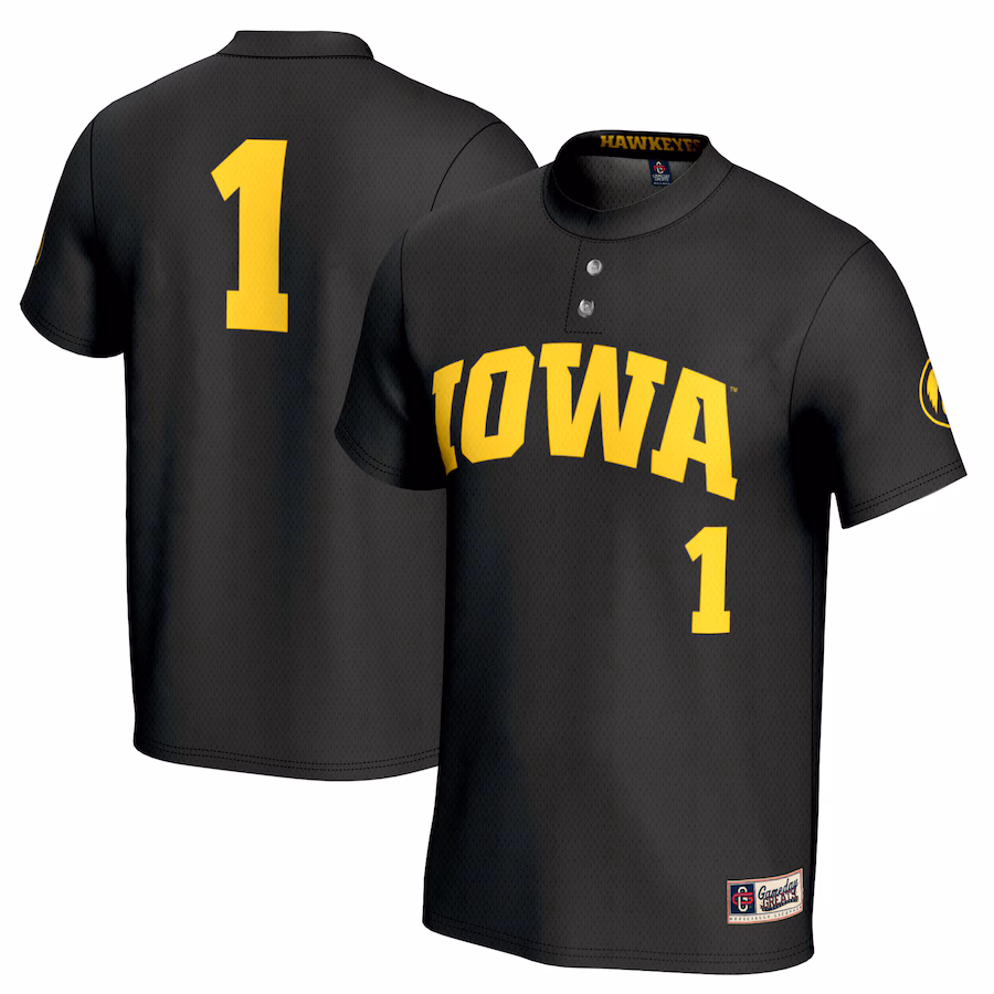 Unisex GameDay Greats #1 Black Iowa Hawkeyes Softball Lightweight Fashion Jersey - Puhuasuan