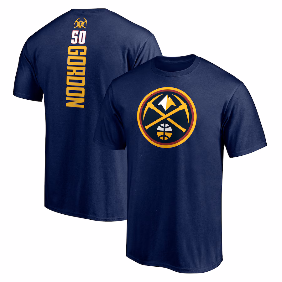 Men's Denver Nuggets Aaron Gordon Navy Playmaker Name & Number T-Shirt - Puhuasuan