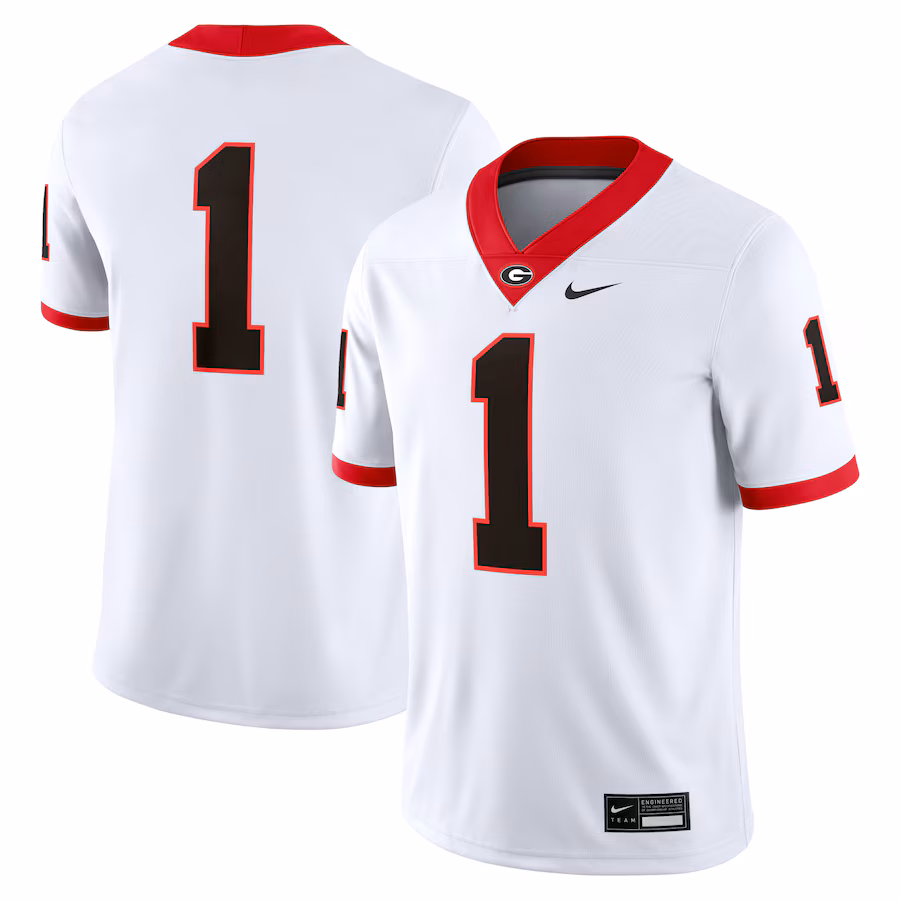 Men's Nike #1 White Georgia Bulldogs Game Jersey - Puhuasuan