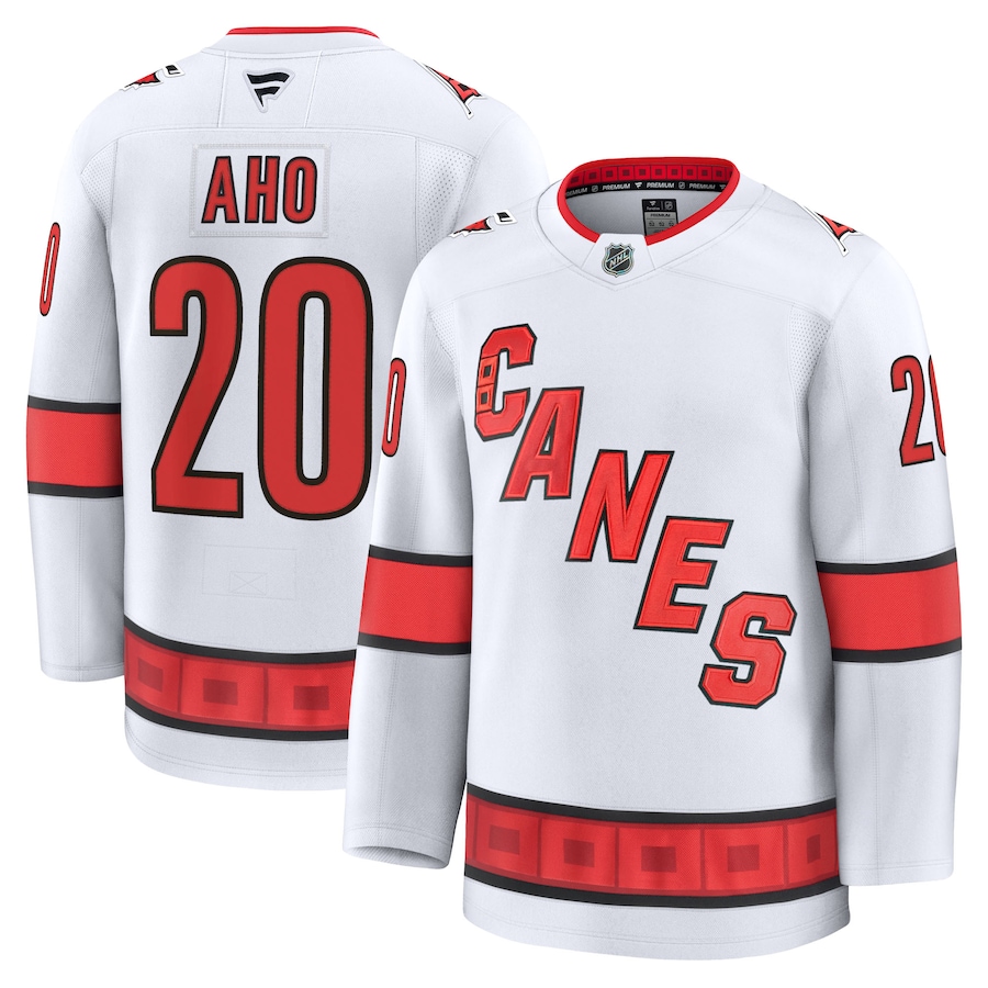 Men's Carolina Hurricanes Sebastian Aho Fanatics White Away Premium Jersey - Puhuasuan