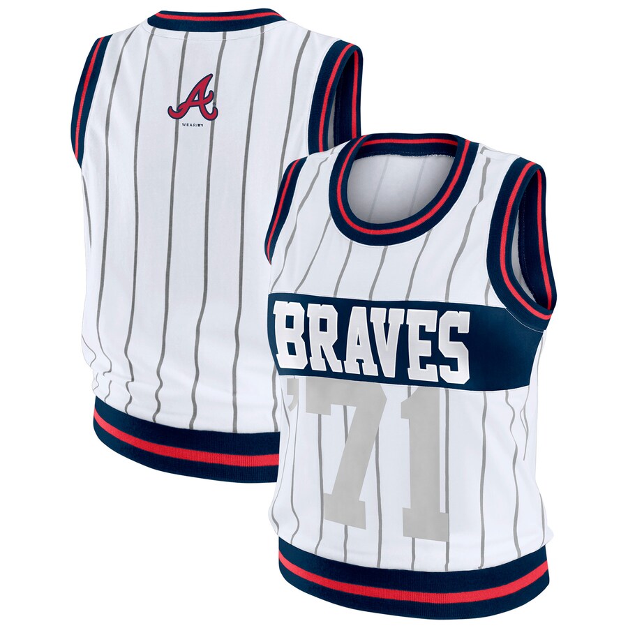 Women's Atlanta Braves WEAR by Erin Andrews White Sporty Tank Top - Puhuasuan
