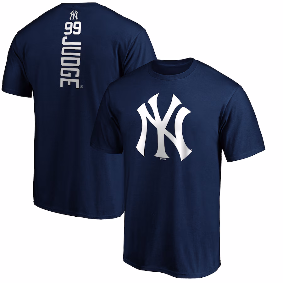 Men's New York Yankees Aaron Judge Navy Playmaker Name & Number T-Shirt - Puhuasuan