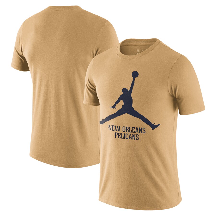 Men's New Orleans Pelicans Nike Gold Essential Jumpman T-Shirt - Puhuasuan
