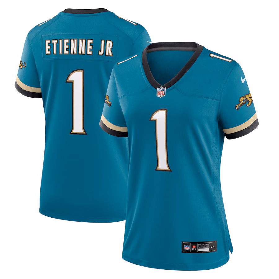 Women's Jacksonville Jaguars Travis Etienne Jr Nike Teal Prowler Throwback Game Jersey - Puhuasuan