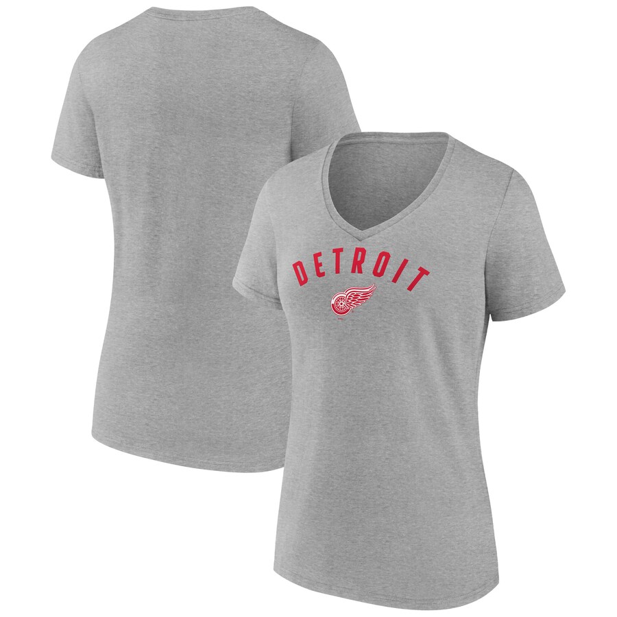 Women's Detroit Red Wings Fanatics Gray V-Neck T-Shirt - Puhuasuan