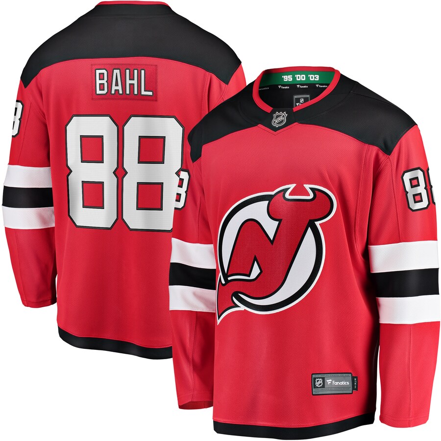 Men's New Jersey Devils Kevin Bahl Fanatics Branded Red Home Breakaway Jersey - Puhuasuan