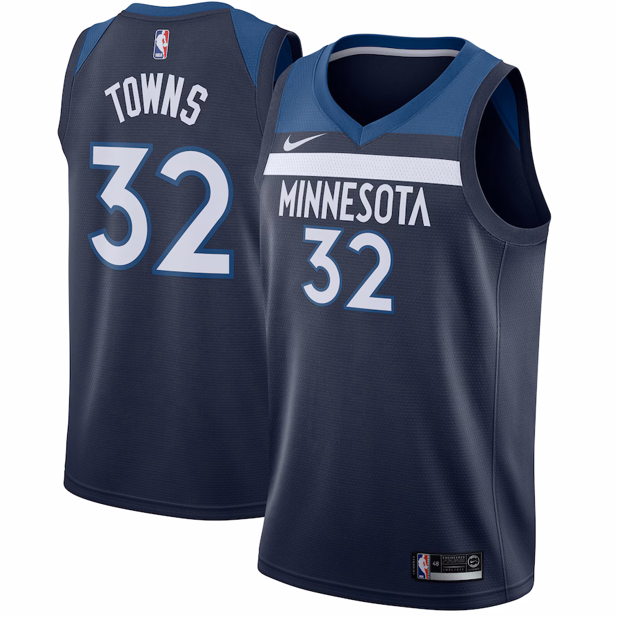 Men's Minnesota Timberwolves Karl-Anthony Towns Nike Navy Swingman Jersey - Icon Edition - Puhuasuan