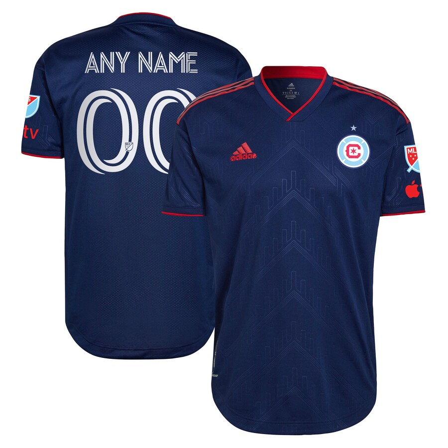 Men's Chicago Fire adidas Blue 2023 Water Tower Kit Authentic Custom Jersey - Puhuasuan