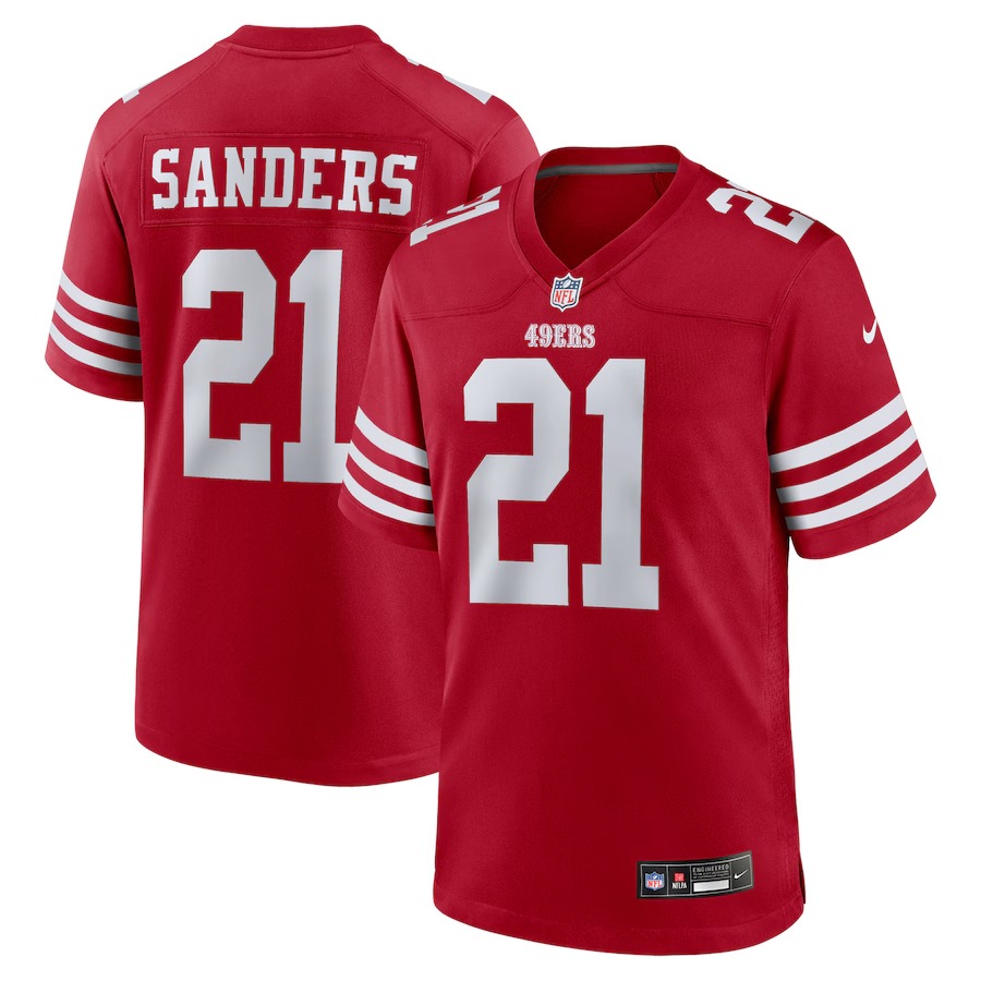 Men's San Francisco 49ers Deion Sanders Nike  Scarlet Team Retired Player Game Jersey - Puhuasuan
