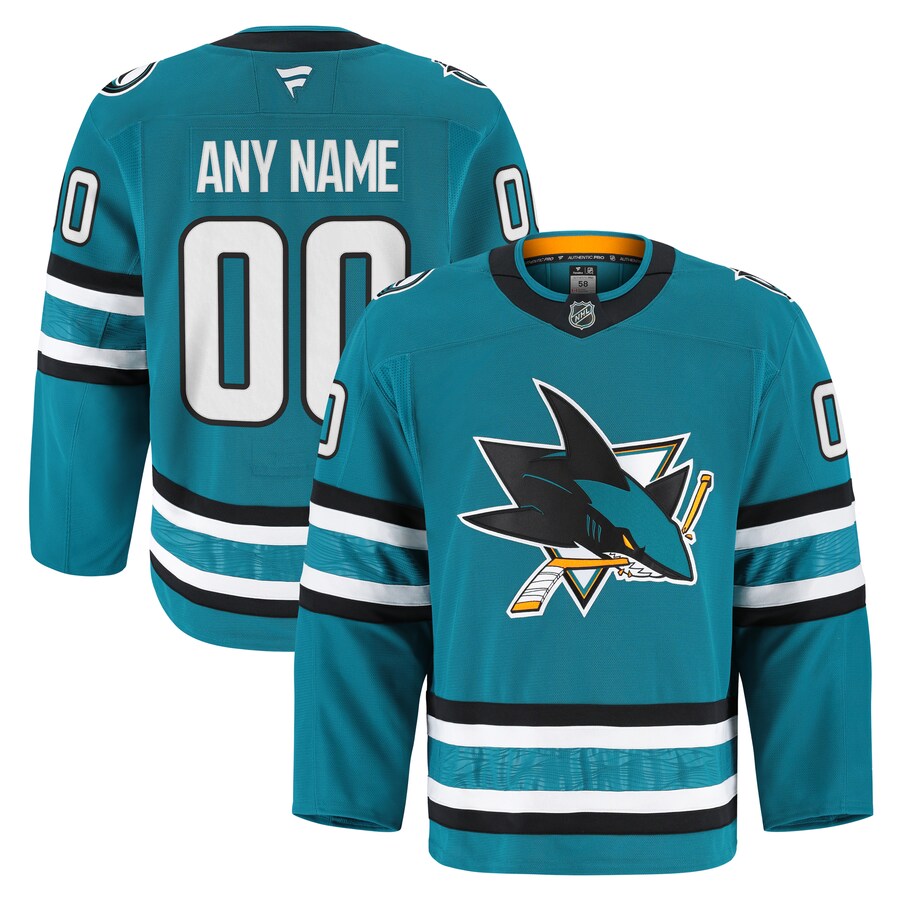 Men's San Jose Sharks Fanatics Teal Home Authentic Pro Custom Jersey - Puhuasuan