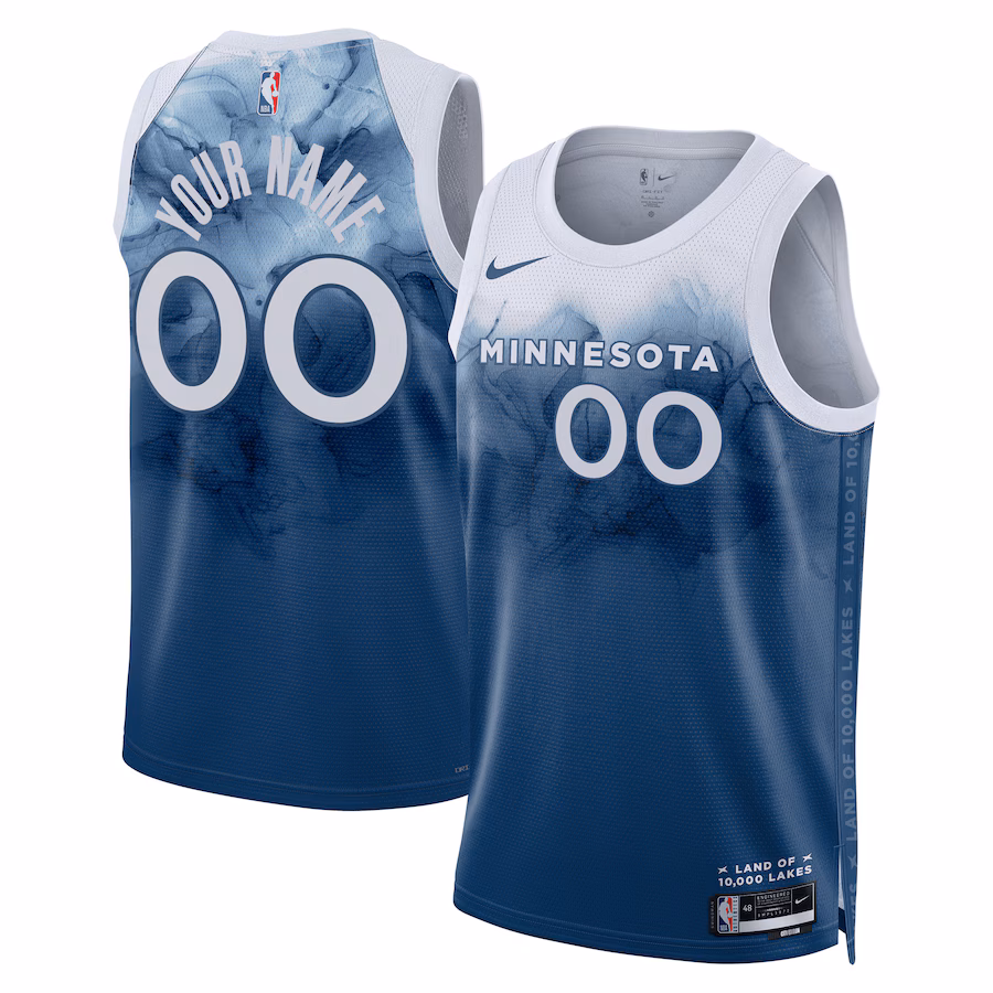 Unisex Minnesota Timberwolves Nike Blue 2023/24 Custom Swingman Jersey - City Edition - Puhuasuan