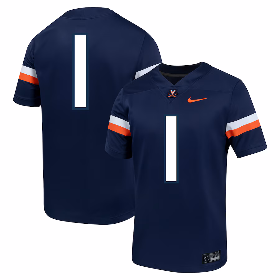 Men's Nike #1 Navy Virginia Cavaliers Untouchable Football Jersey - Puhuasuan