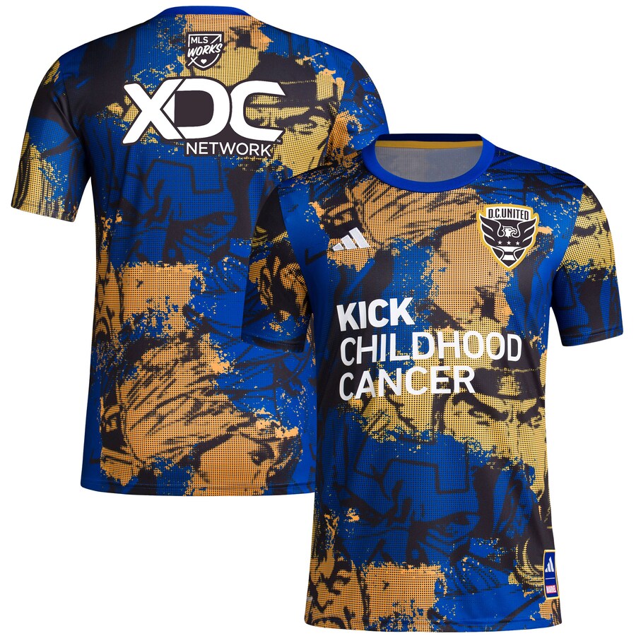 Men's D.C. United adidas Royal 2023 MLS Works Kick Childhood Cancer x Marvel Pre-Match Top - Puhuasuan