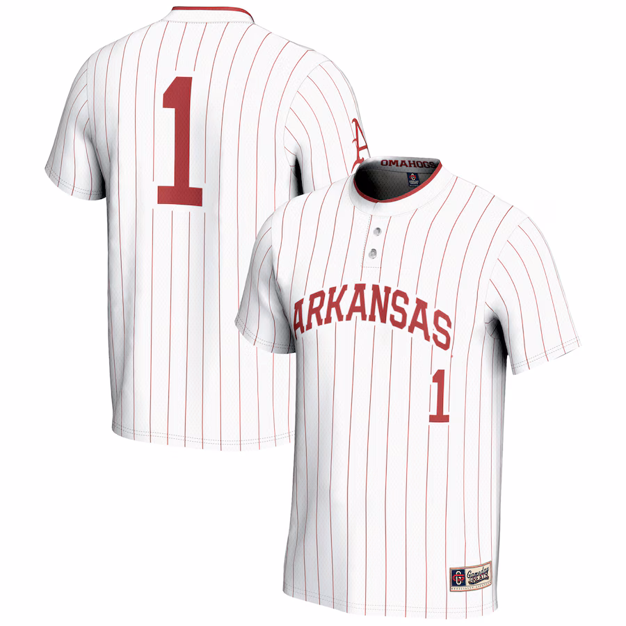 Unisex GameDay Greats #1 White Arkansas Razorbacks Lightweight Softball Jersey - Puhuasuan