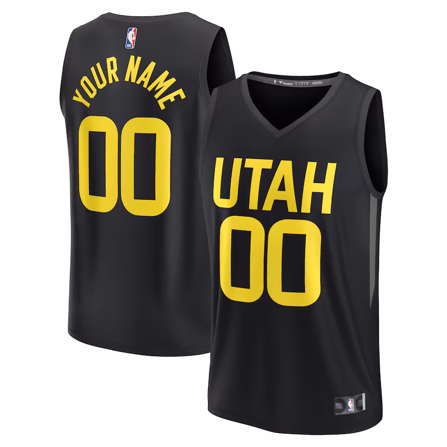 Youth Utah Jazz  Fanatics Black Fast Break Replica Custom Jersey - Statement Edition - Puhuasuan