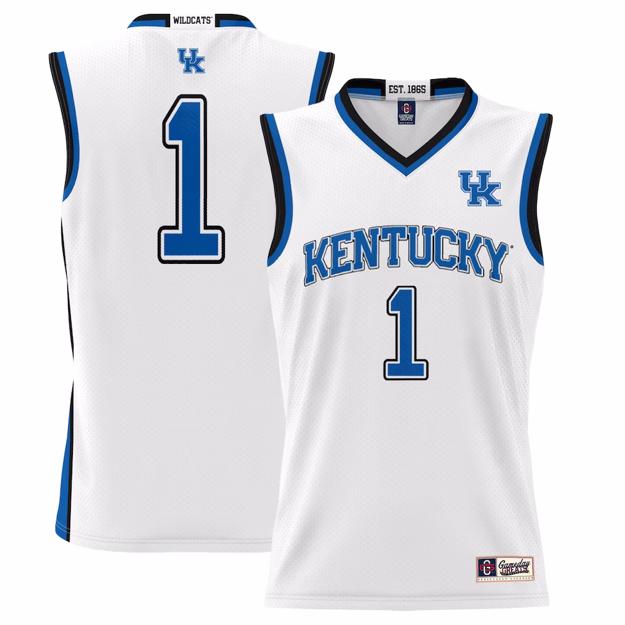#1 Kentucky Wildcats GameDay Greats Youth Lightweight Basketball Jersey - White - Puhuasuan