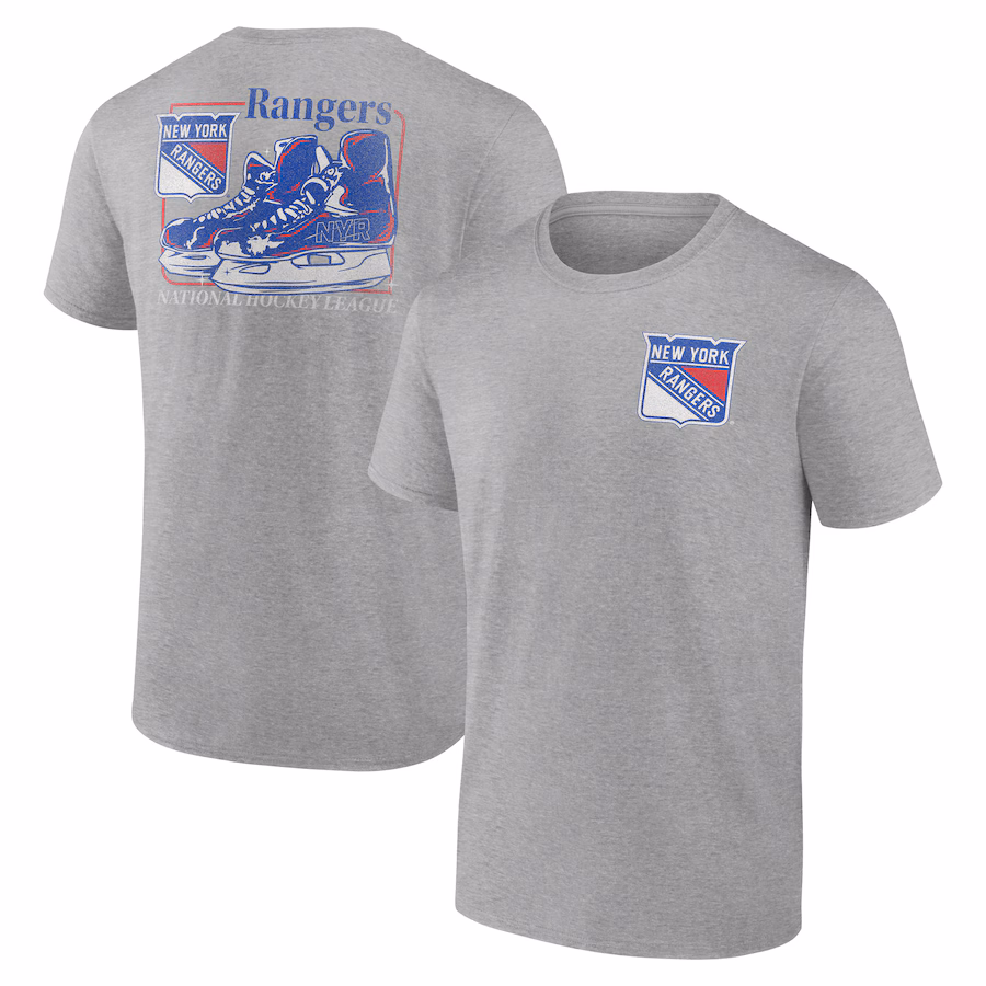 Men's New York Rangers Heather Gray Glory Skates T-Shirt - Puhuasuan