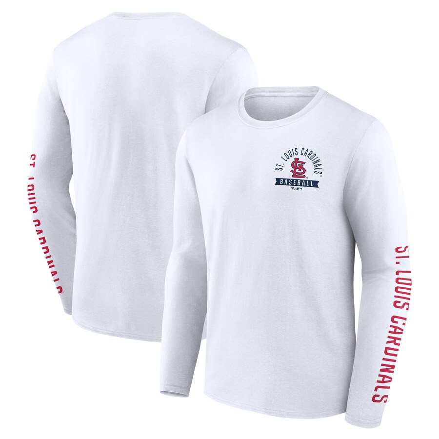 Men's St. Louis Cardinals Fanatics White Press Box Long Sleeve T-Shirt - Puhuasuan