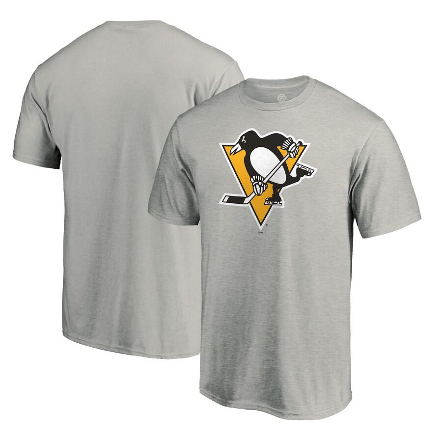 Men's Pittsburgh Penguins Ash Team Primary Logo 2 T-Shirt - Puhuasuan
