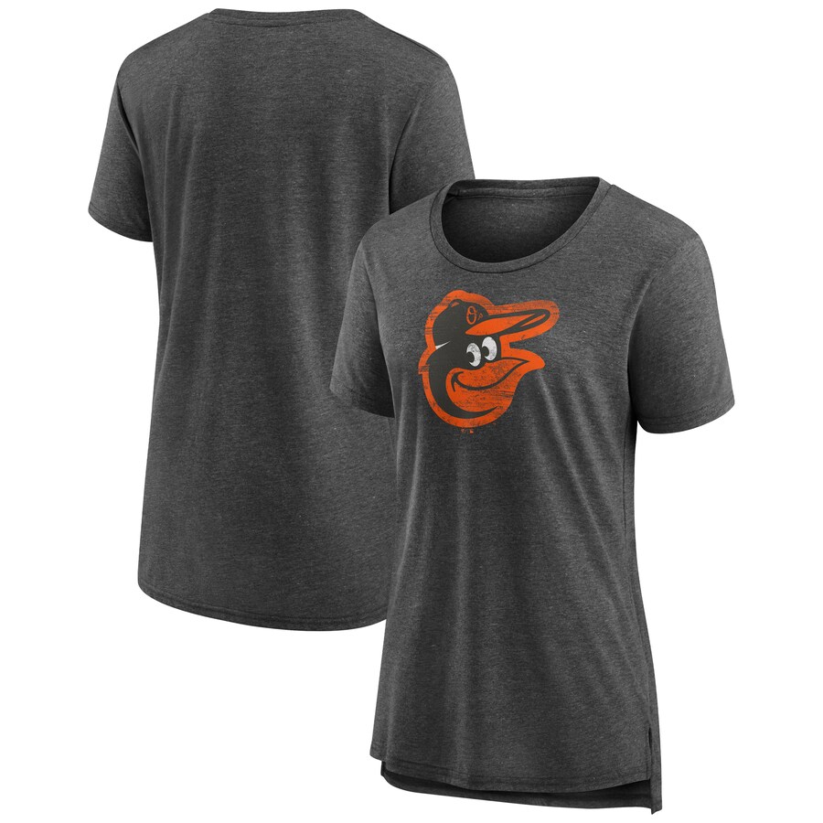 Women's Baltimore Orioles Gray Weathered Official Logo Tri-Blend T-Shirt - Puhuasuan