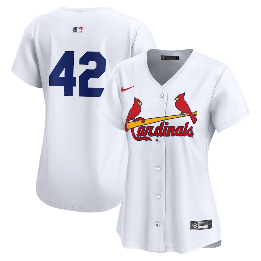 Women's St. Louis Cardinals  Nike White 2024 Jackie Robinson Day Home Limited Jersey - Puhuasuan