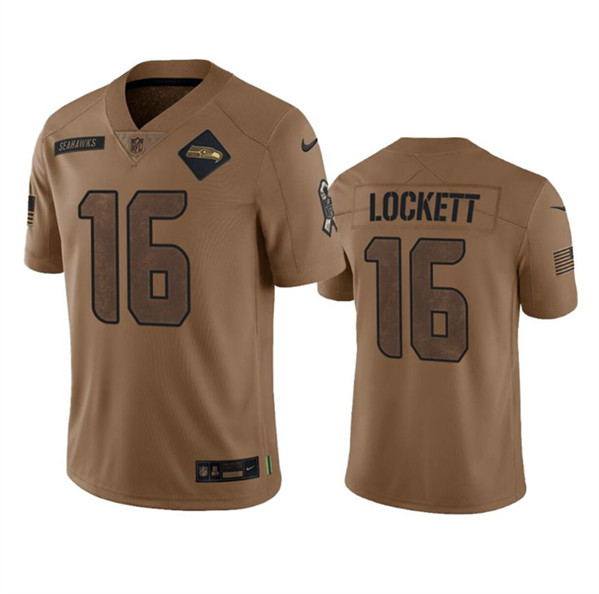 Men's Seattle Seahawks #16 Tyler Lockett 2023 Brown Salute To Service Limited Football Stitched Jersey - Puhuasuan