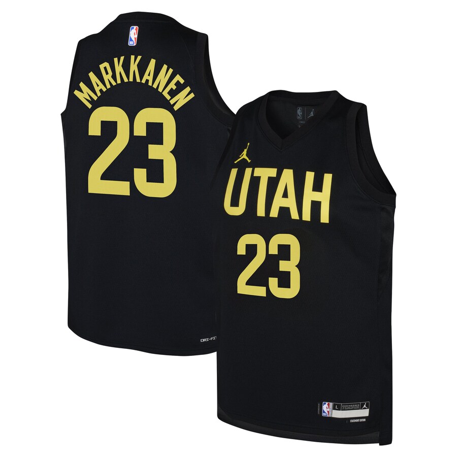 Youth Utah Jazz Lauri Markkanen Jordan Brand Black Swingman Jersey - Statement Edition - Puhuasuan
