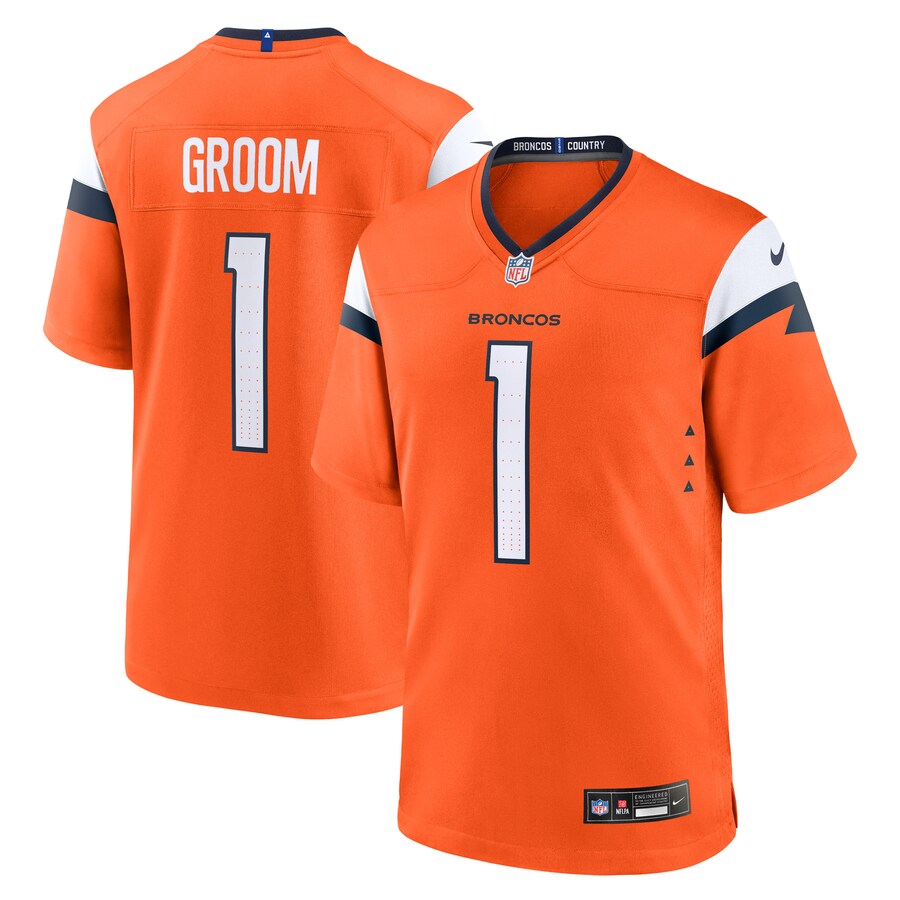 Men's Denver Broncos Number 1 Groom Nike Orange Game Jersey - Puhuasuan