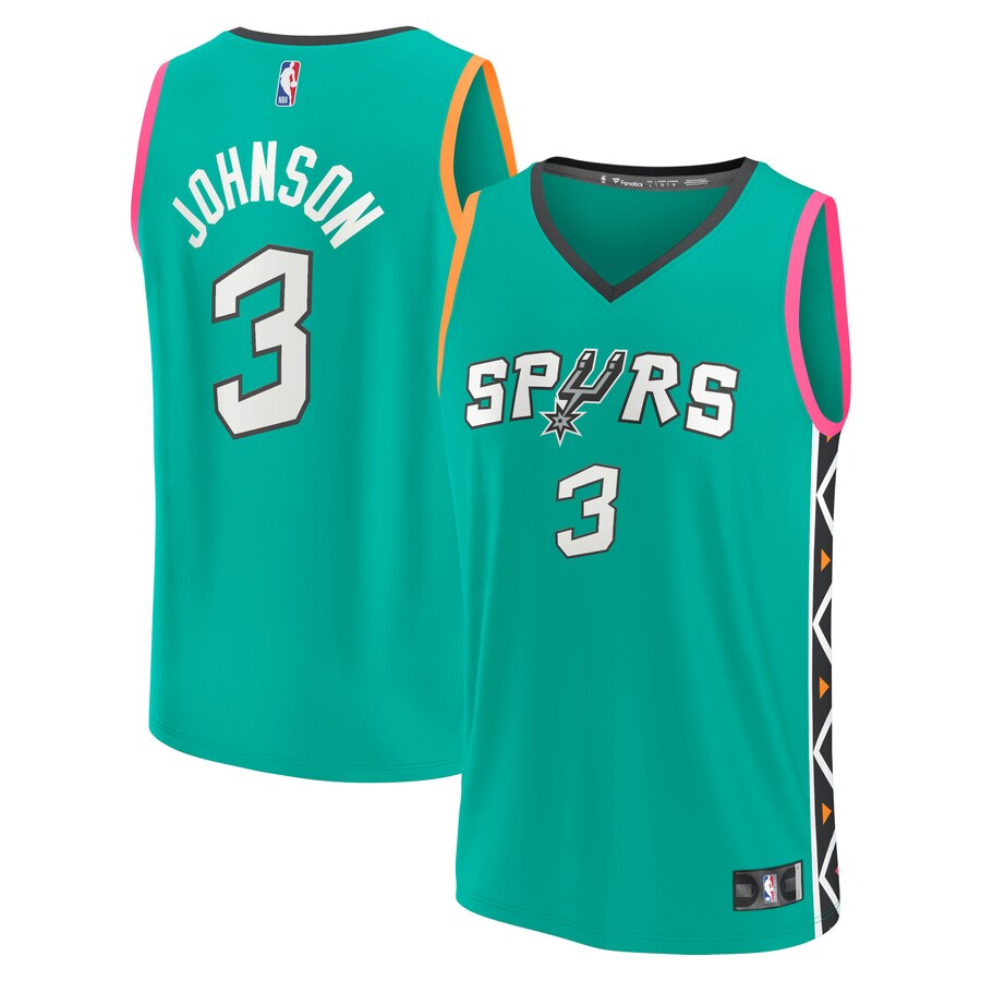 Men's San Antonio Spurs Keldon Johnson Fanatics Green Fastbreak Jersey - City Edition - Puhuasuan