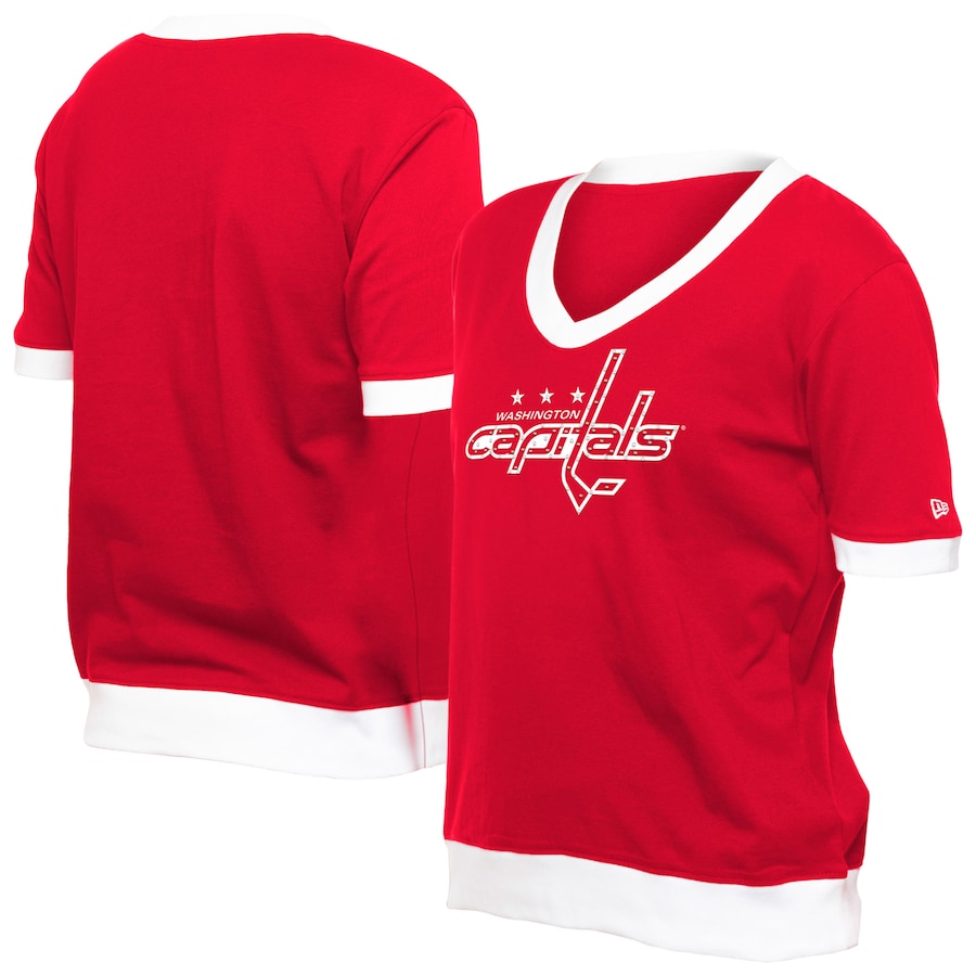 Women's Washington Capitals New Era Red Game Day Rhinestuds T-Shirt - Puhuasuan