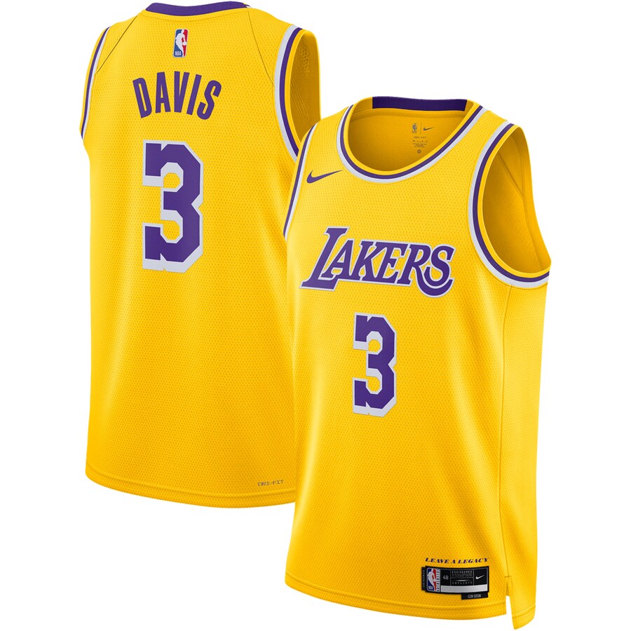 Unisex Los Angeles Lakers Anthony Davis Nike Gold Swingman Jersey - Icon Edition - Puhuasuan