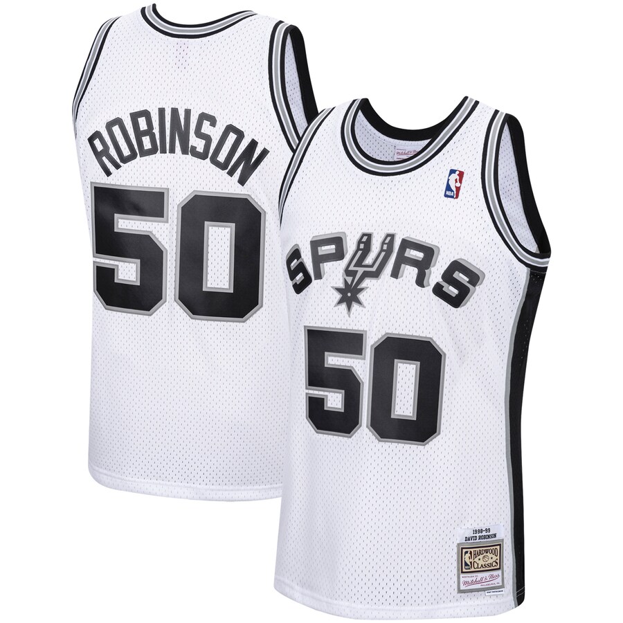 Men's San Antonio Spurs David Robinson Mitchell & Ness White 1998/99 Hardwood Classics Swingman Jersey - Puhuasuan
