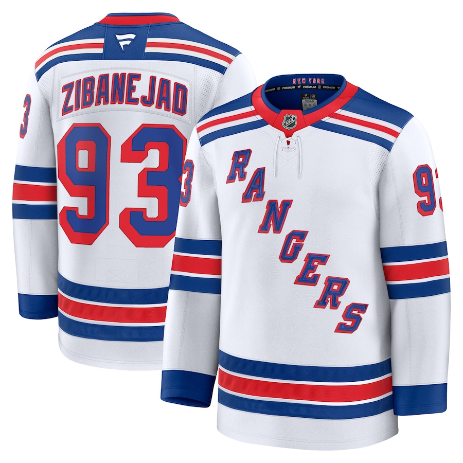 Men's New York Rangers Mika Zibanejad Fanatics White Away Premium Jersey - Puhuasuan