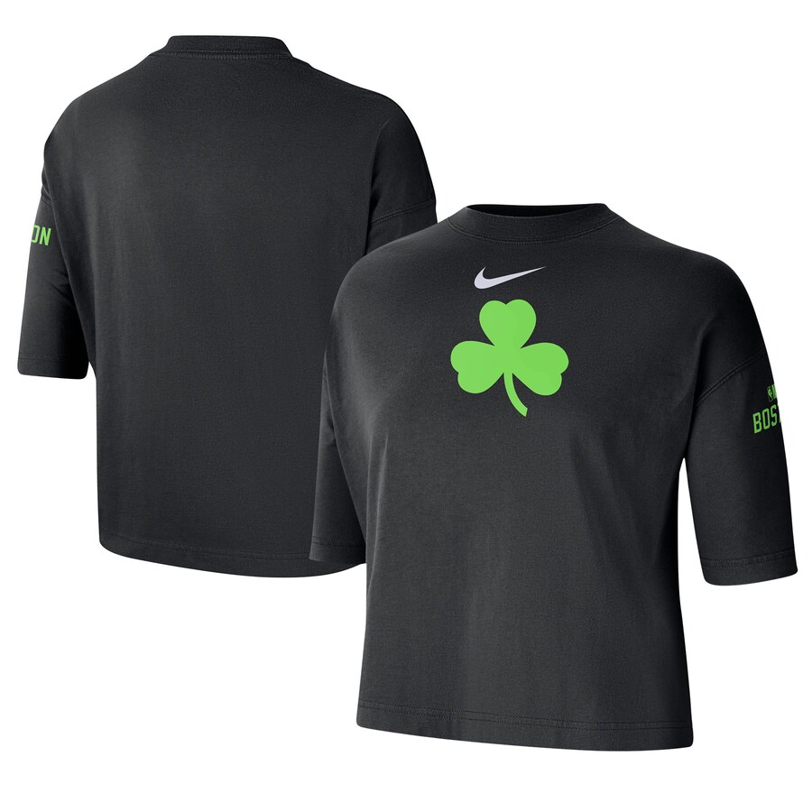 Women's Boston Celtics Nike Black 2024/25 City Edition Courtside Boxy T-Shirt - Puhuasuan