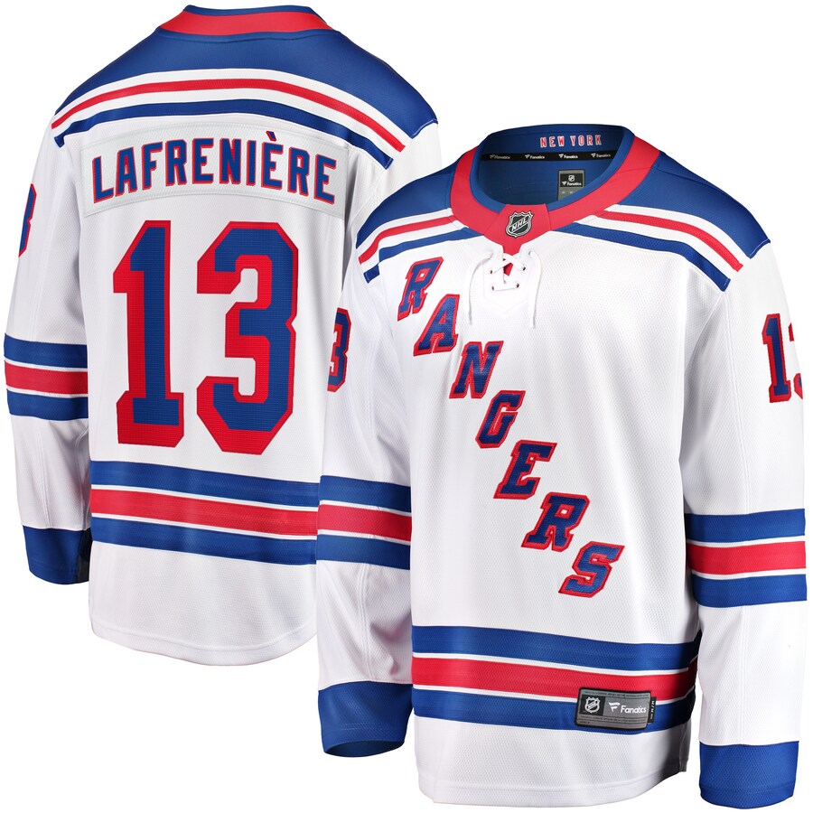 Men's New York Rangers Alexis Lafreniere Fanatics Branded White Away Premier Breakaway Player Jersey - Puhuasuan