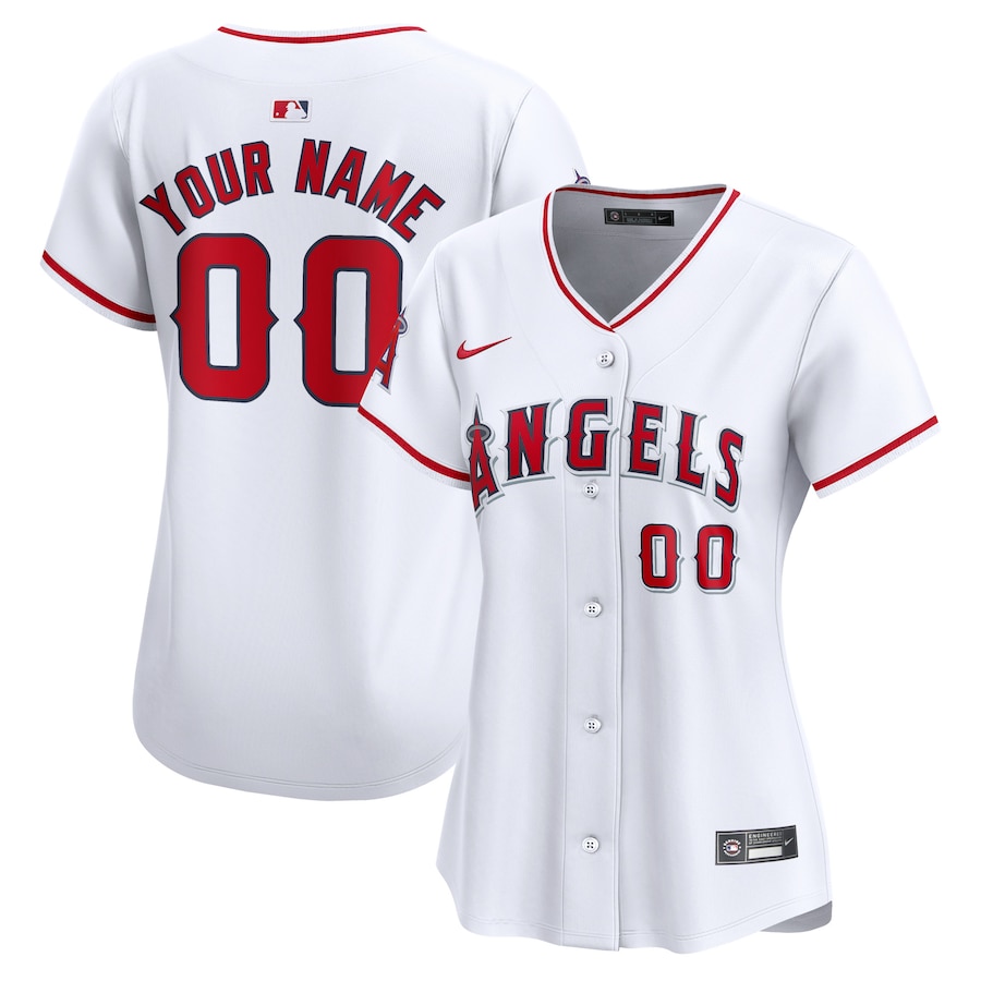 Women's Los Angeles Angels Nike White Home Limited Custom Jersey - Puhuasuan