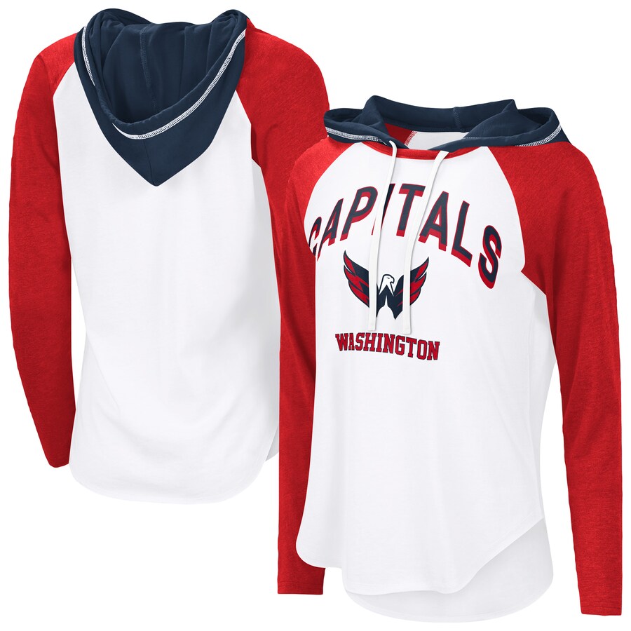 Women's Washington Capitals G-III 4Her by Carl Banks White VIP Raglan Long Sleeve Hoodie T-Shirt - Puhuasuan