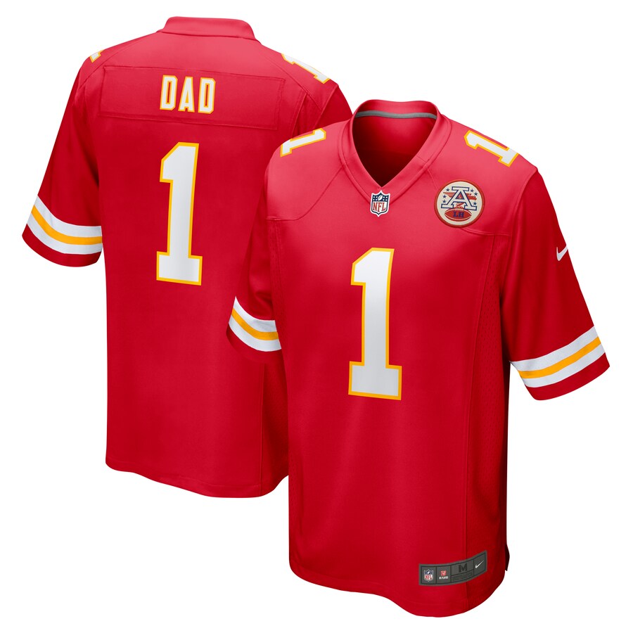 Men's Kansas City Chiefs Number 1 Dad Nike Red Game Jersey - Puhuasuan