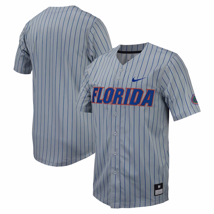 Florida Gators Nike Pinstripe Replica Full-Button Baseball Jersey - Gray - Puhuasuan